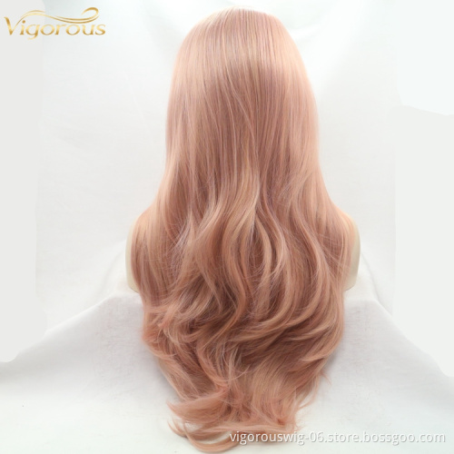 Vigorous mono long premium high quality straight wholesale black women synthetic hair wigs with lace front